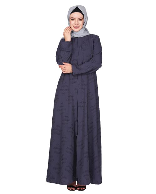 Sparkling Swarovski Crystal Stone Work dark grey abaya