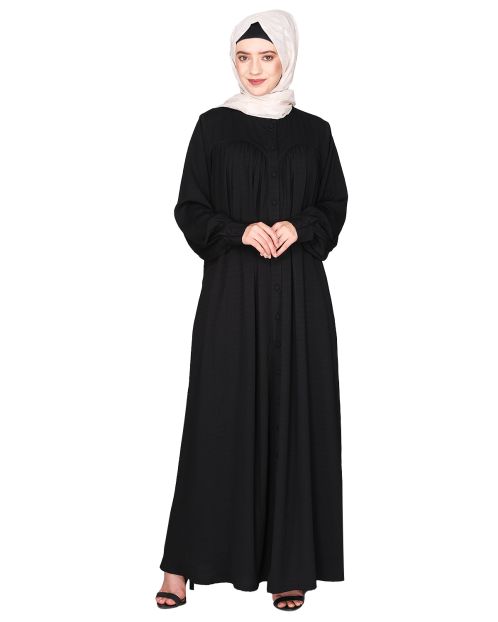Distinguished Gathers Front Open black abaya