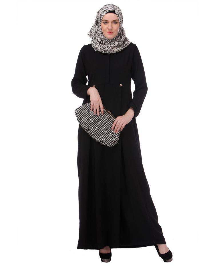 Flared Frock Style Black Abaya