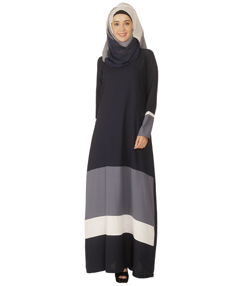 Colour Block Blue Abaya
