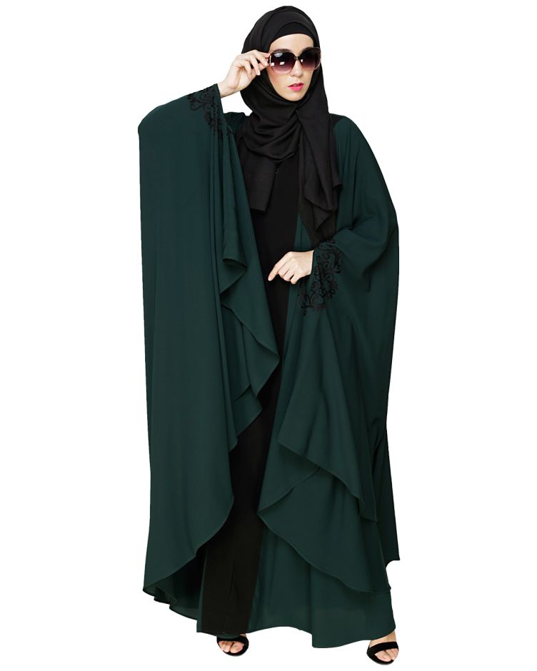 Delicate Embroidered Green Irani Kaftan