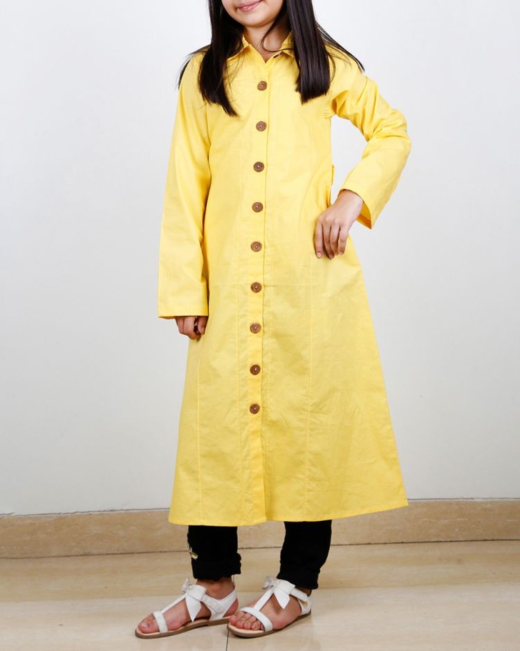 Button Down Shirt Style Kids Maxi Dress