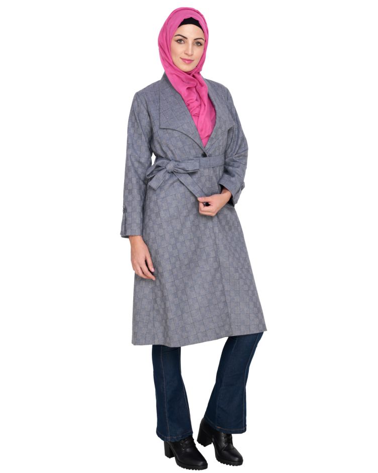 lm22aw SHAWL COLLAR CAPE COAT SHADE GRAY