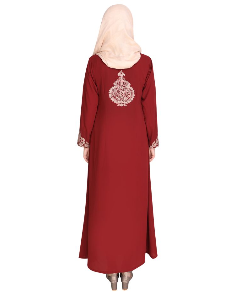 Persian Embroidered Maroon Abaya