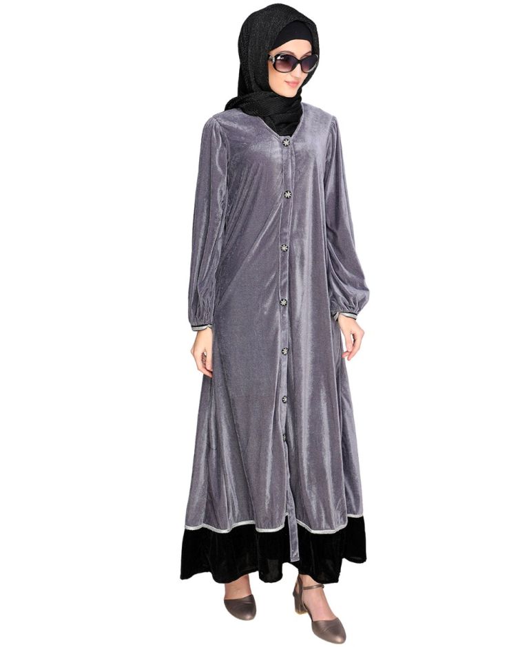 Velvet open abaya hotsell