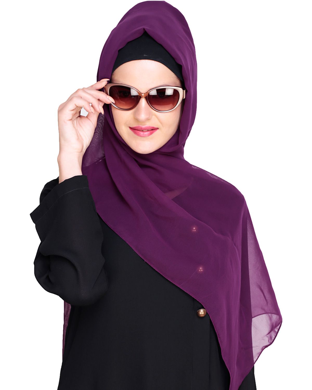 Plain Raisin Purple Silk Georgette Hijab