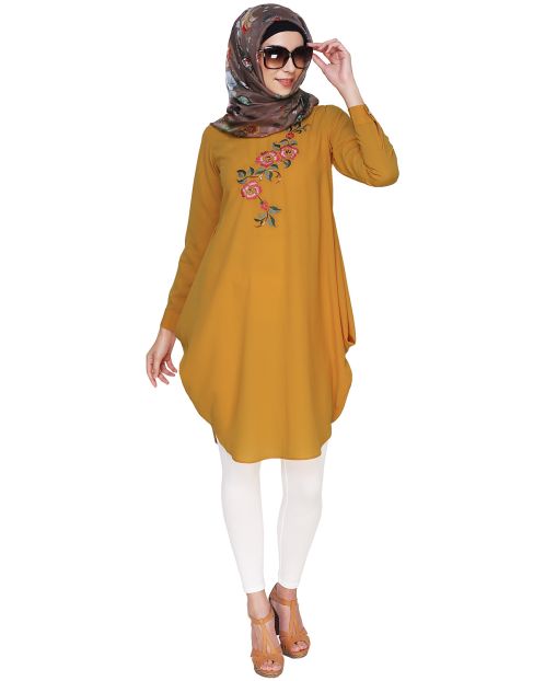 Yellow Side Cowl Tunic