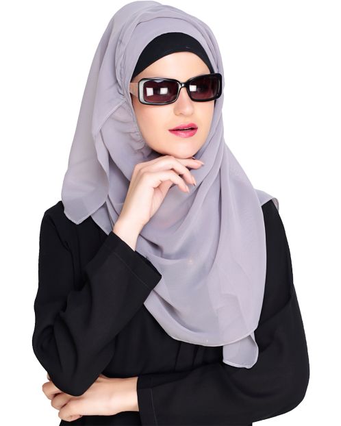 Plain Smokey Grey Instant Hijab