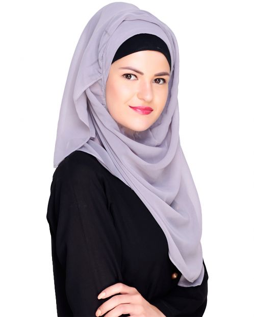 Plain Smokey Grey Instant Hijab