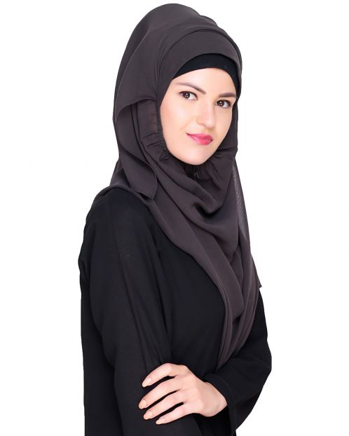 Plain Pebble Grey Instant Hijab