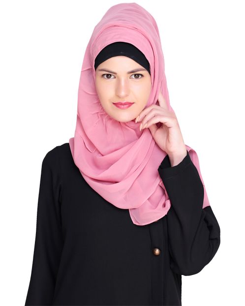 Plain Rose Pink Instant Hijab