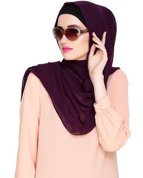 Plain Purple Silk Georgette Hijab