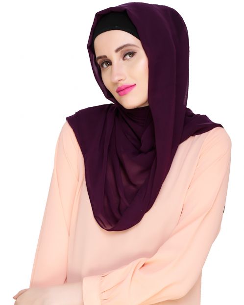 Plain Purple Silk Georgette Hijab
