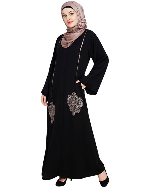 Wondrous Black Dubai Style Abaya 