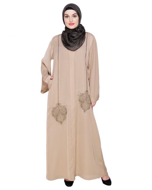 Wondrous Beige Dubai Style Abaya 