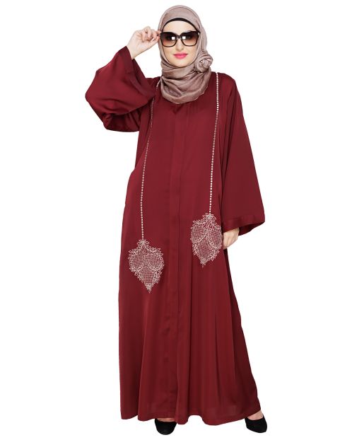 Wondrous Wine Dubai Style Abaya 