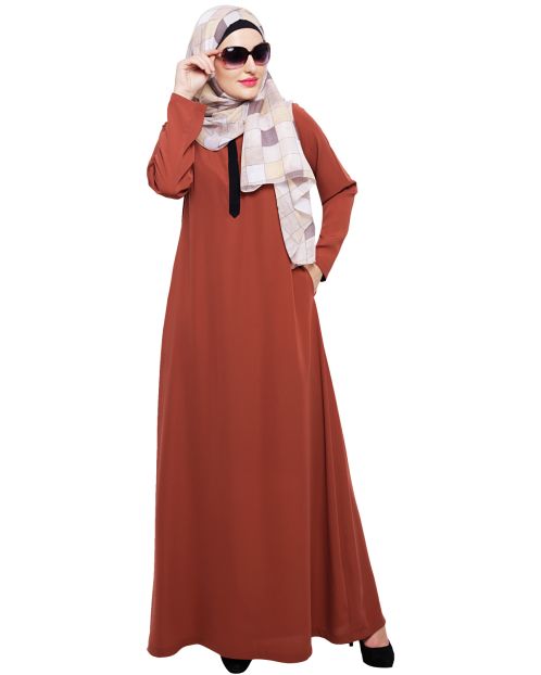 Sober Brick Red Abaya 