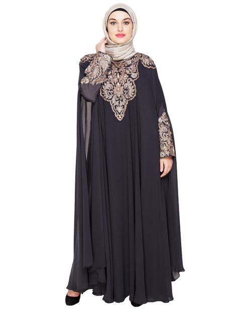 Luxury Dark Grey Irani Kaftan