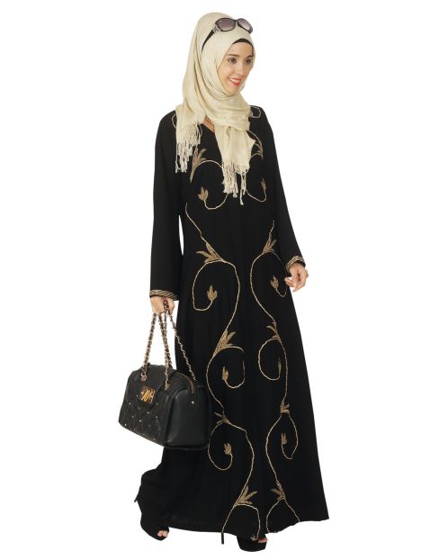 Black Abaya with Zari Dori Work