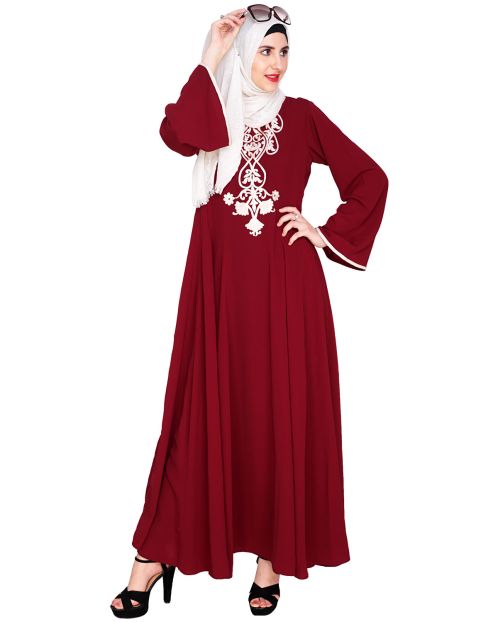 Wine Flared Abaya