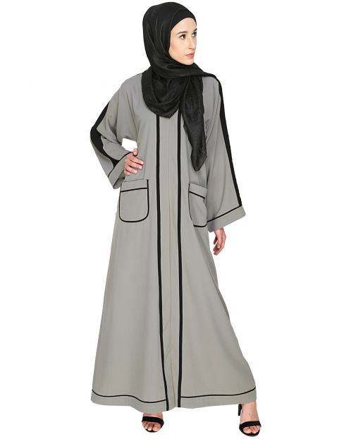 Pocket Dubai Style Abaya with Black detailing