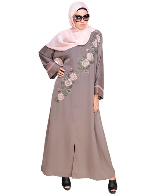 Enchanted Floral Embroidery Dubai Style Abaya