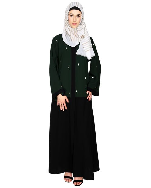 Pearl Drops Dubai Style Green Abaya