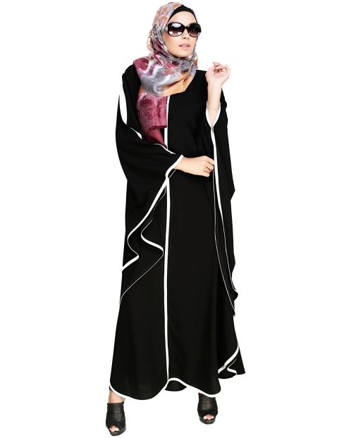 Modish Black Kaftan with White Detailing