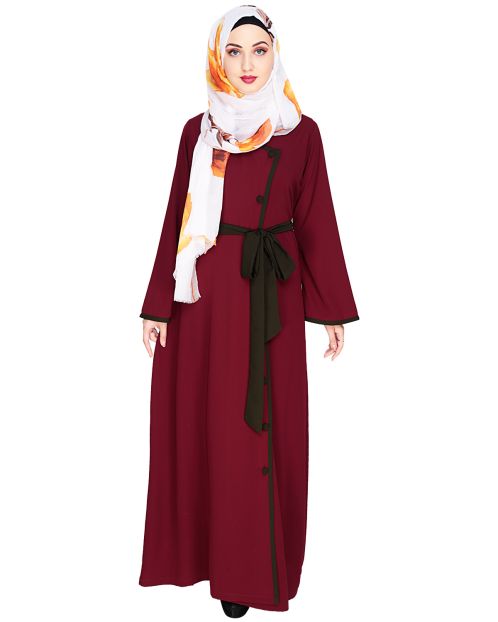 Vougish Wine Angarkha Abaya