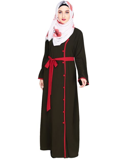 Vougish  Olive Angarkha Abaya