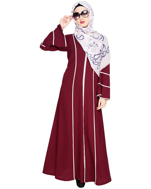 Snazzy Lace Wine Abaya