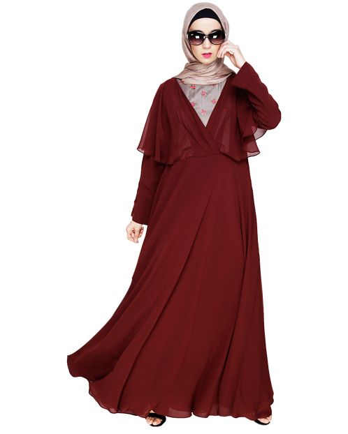 Mesmerising Draped Maroon Abaya Dress