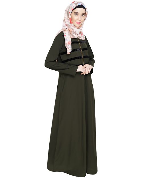 Enticing Stripes Olive Abaya