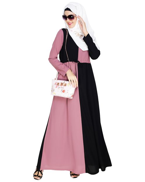 Colour Blocked Onion Pink Abaya