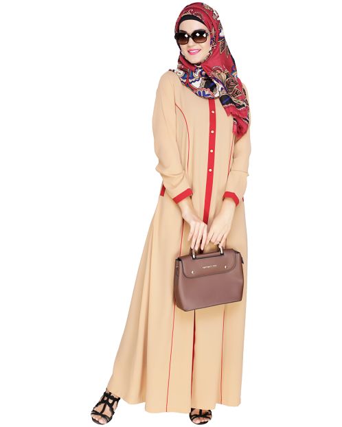 Beige Panelled Abaya