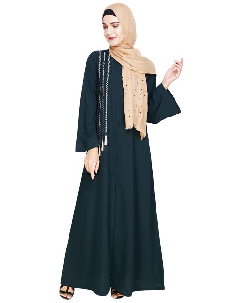 Elegant Green Embroidered Abaya