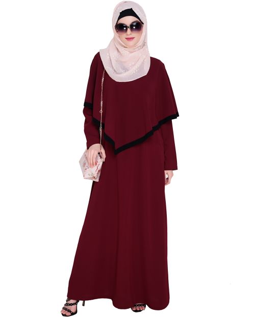 Wine Fancy Cape Abaya