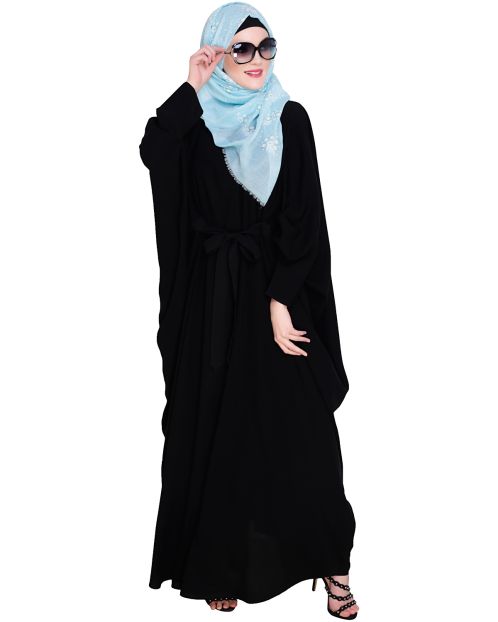 Bow Embellished Black Kaftan