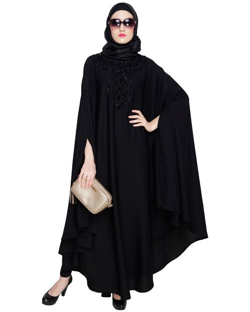 Velvet Applique Black Irani Kaftan