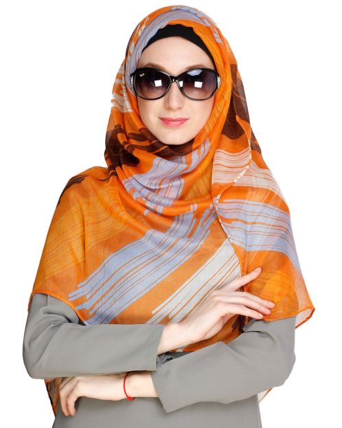 Brushed Multi colour Orange Hijab