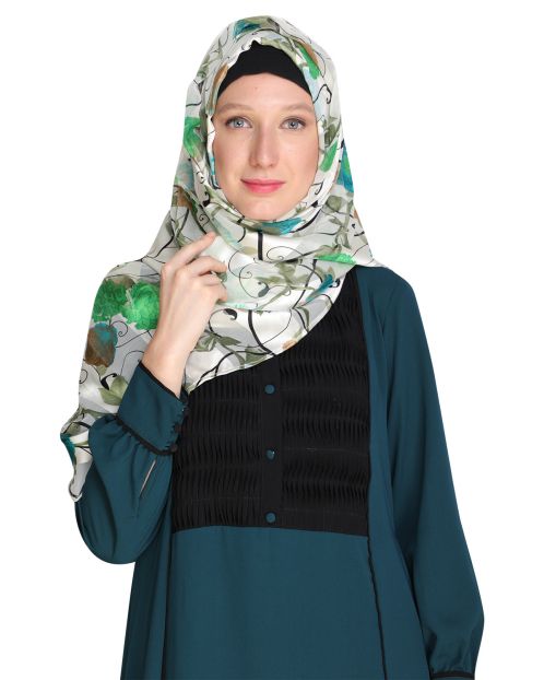 Floral White Printed Hijab