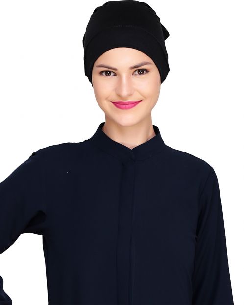 Black Plain Hijab Cap