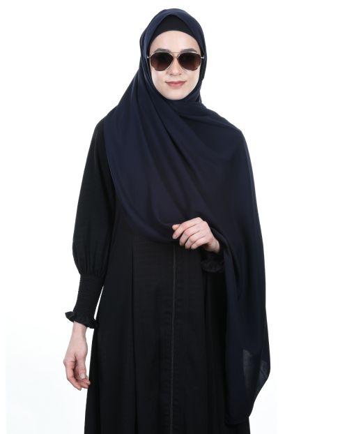 Ultra Smooth and Premium Plain Navy Blue Turkish Hijab