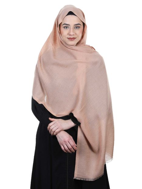 Premium Light Brown Cotton Shawl Style Pinstriped Turkish Hijab