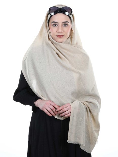 Premium Beige Cotton Shawl Style Pinstriped Turkish Hijab