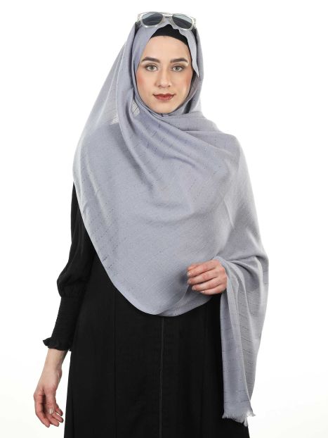 Premium Grey Cotton Shawl Style Pinstriped Turkish Hijab
