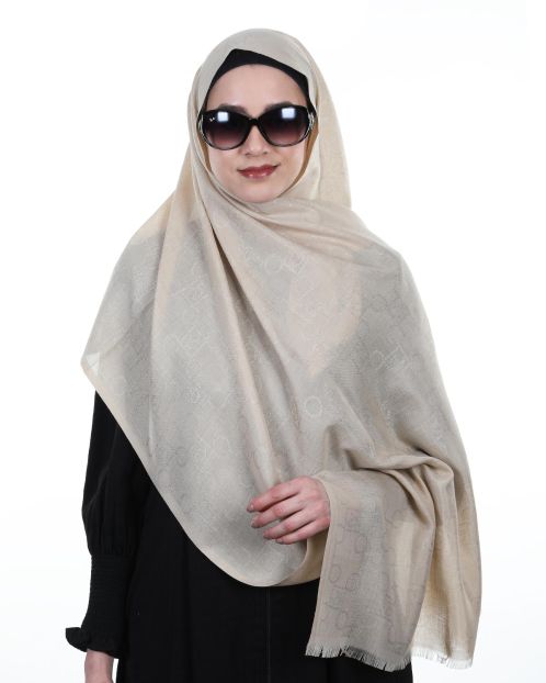 Exceptional self printed super fine Beige Turkish Hijab
