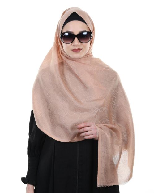 Exceptional self printed super fine Peach Turkish Hijab