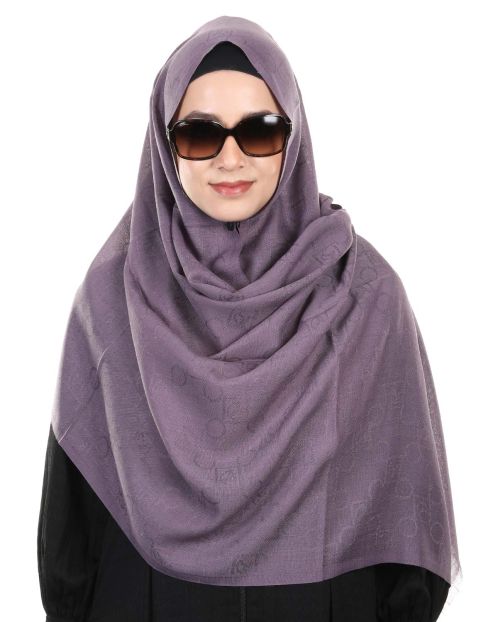 Exceptional self printed super fine Dark Purple Turkish Hijab