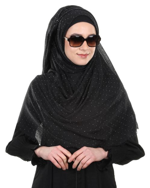 Soft crushed viscose Black hijab with swarovski